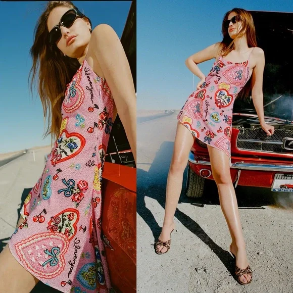 For Love & Lemons I Love You Beaded Mini Dress NEW with tags - Picture 1 of 8